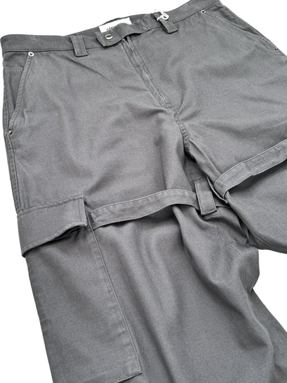 Grey Relaxed Fit Strap Cargo Pants