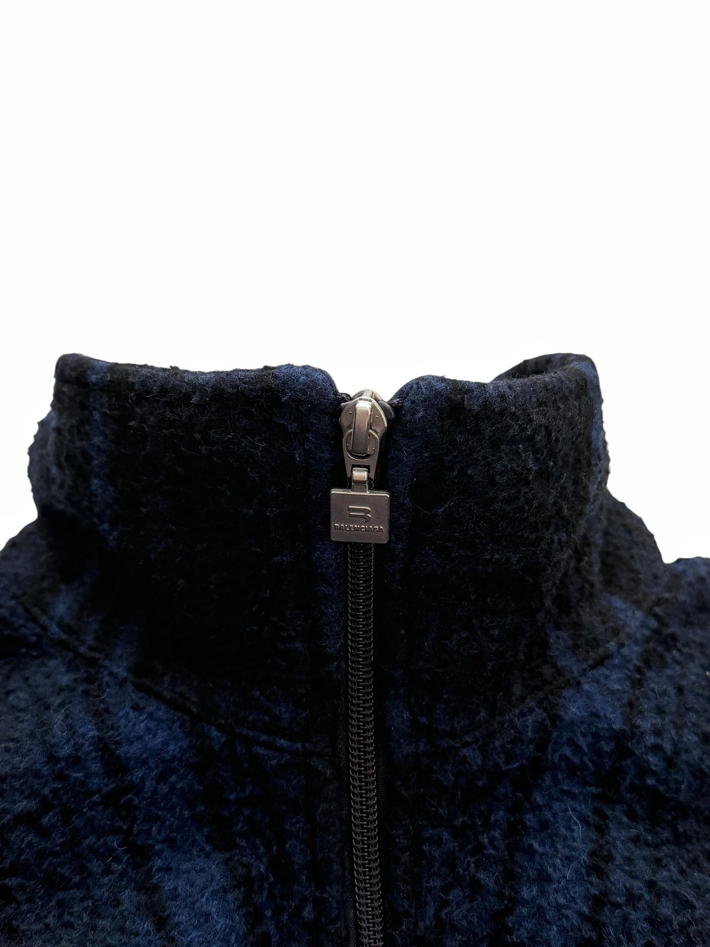 Wool Fleece Plaid Track Jacket