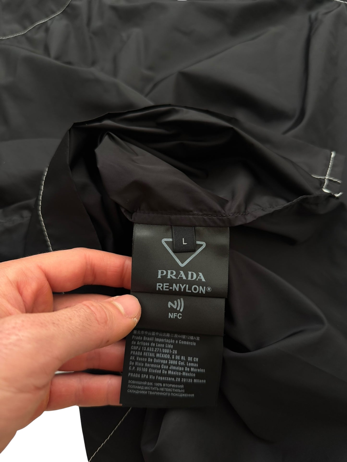 Contrast Re Nylon Black Shirt