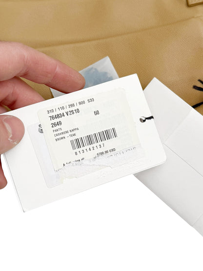 “Cashmere Nappa” Leather Pleat Baggy Pant