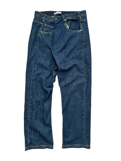 Cinched Baggy Indigo Denim