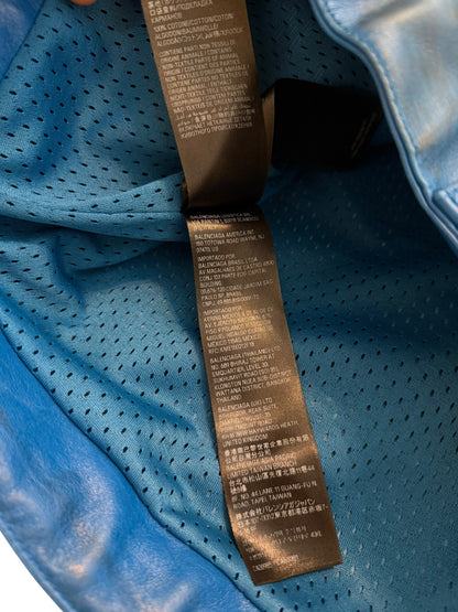 Mudshow Graffiti Baggy Blue Leather Biker Pants