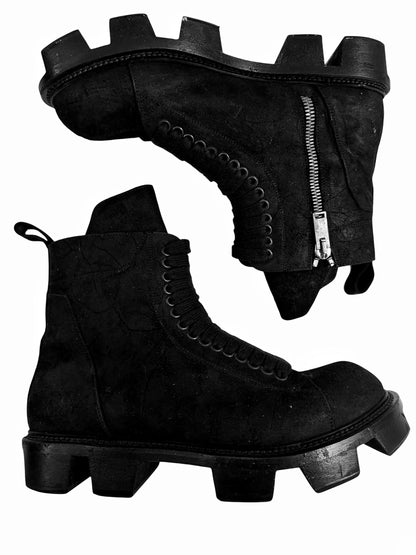 FW13 Plinth Runway Vein Leather Megatooth Combat Boot