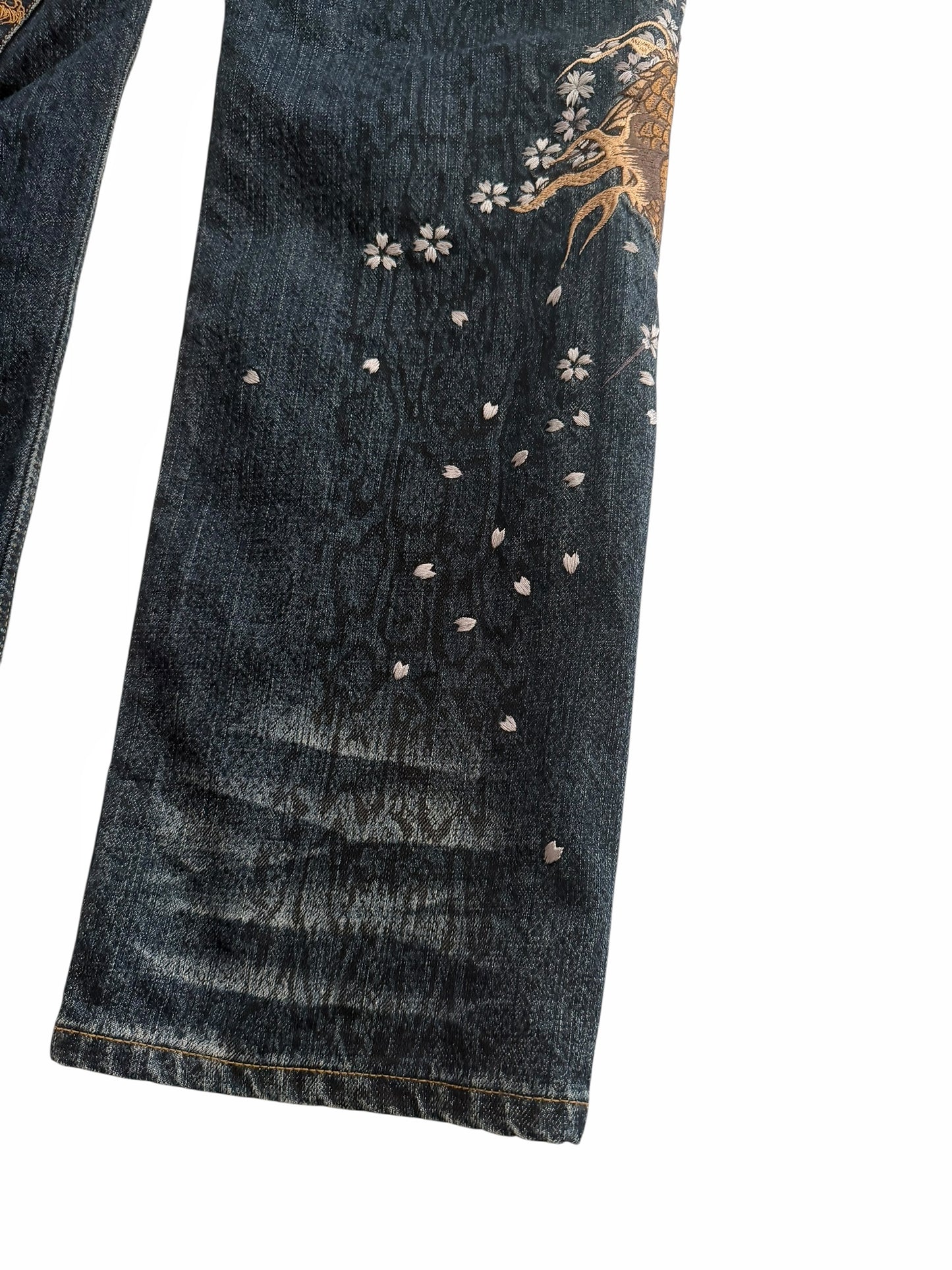 Dragon Embroidered Multipocket Snake Denim