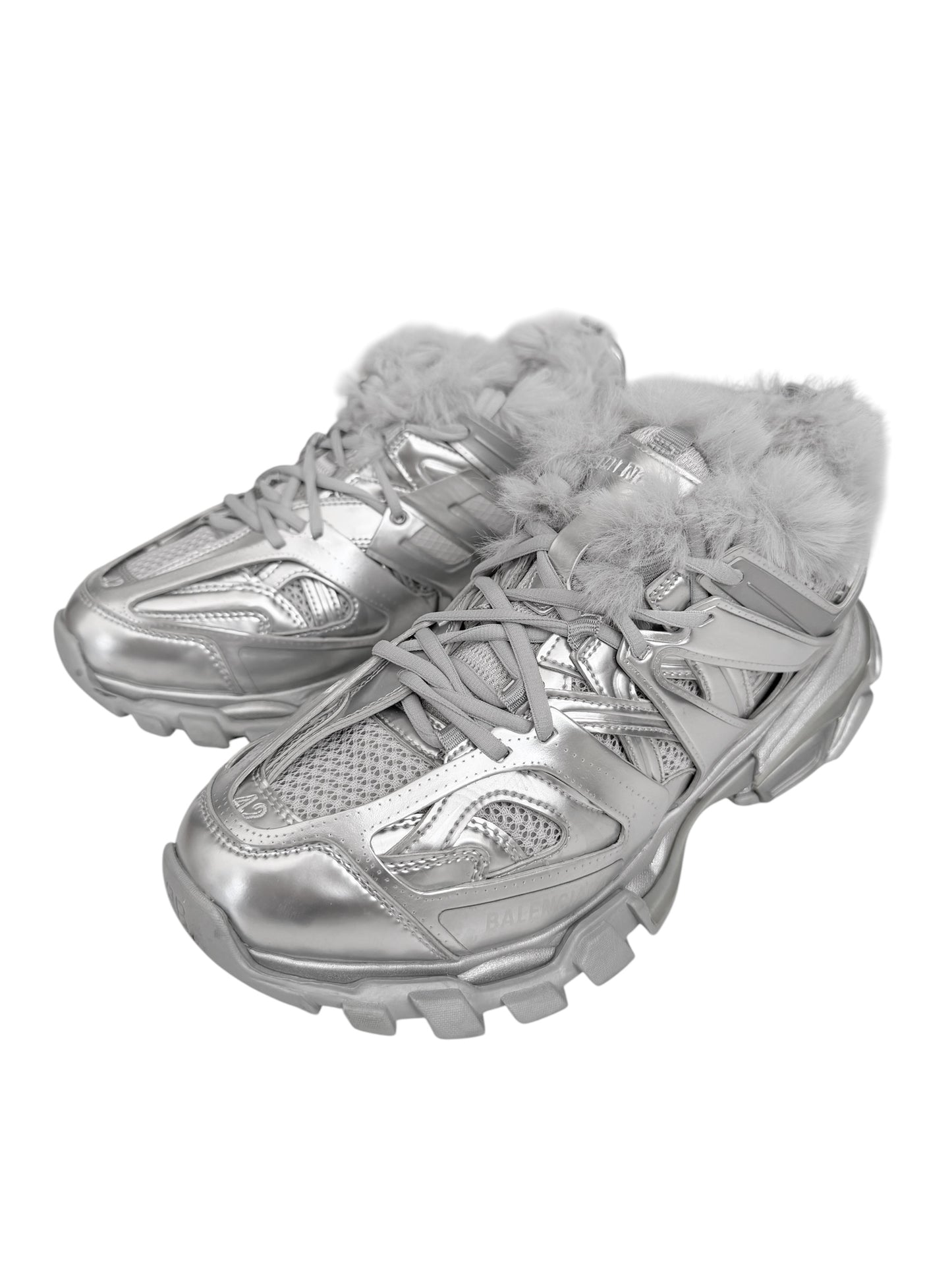 Metallic Silver Fur Track Runner