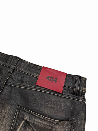 5 Pocket Rub Off Distressed Leather (Jeans)