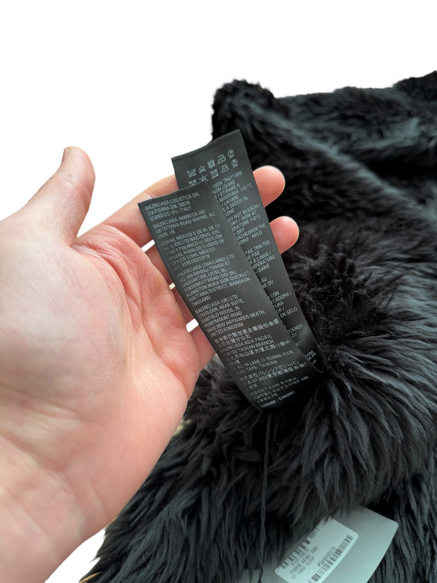 Black Faux Fur Hooded Pocket Scarf