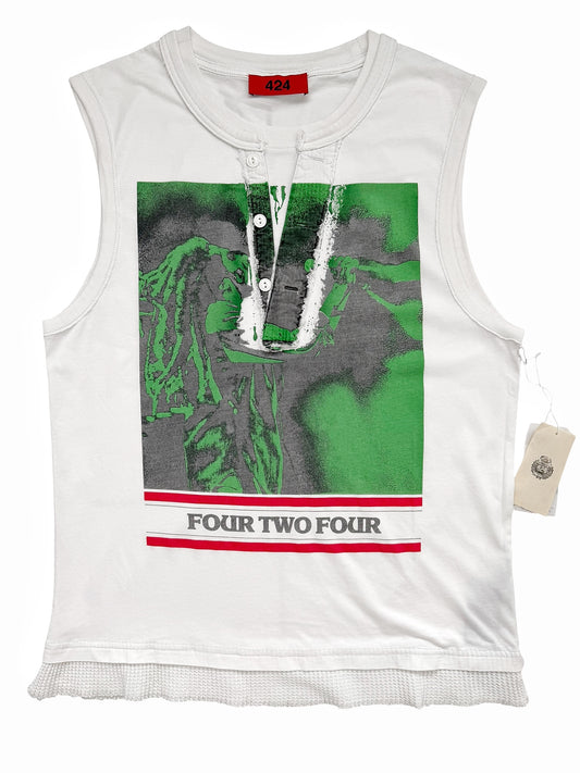 Green Graphic Bob Marley Layered Thermal Tank Tee