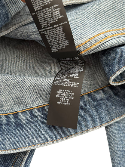 Japanese Wash Mandarin Collar Pleated Denim Trucker