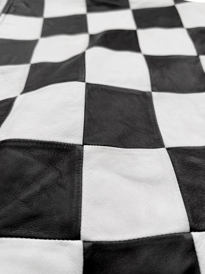 SS14 Checkerboard Patchwork L01 Lambskin Motorcycle Jacket