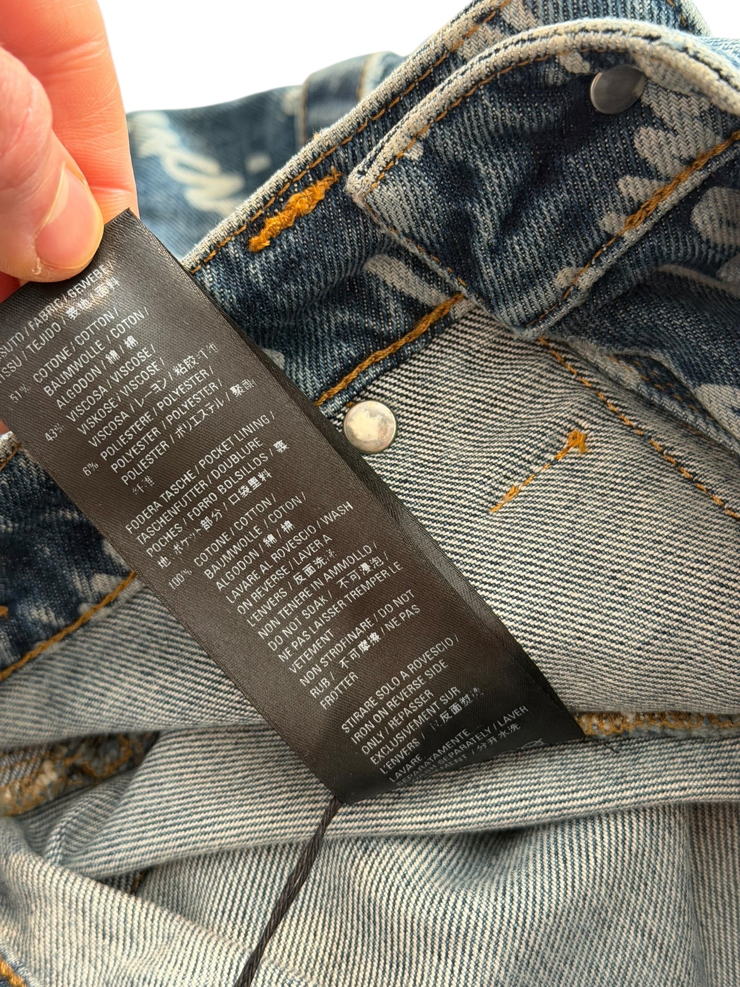 Runway Script Denim Raver Skirt