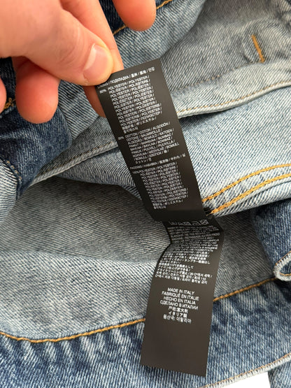 Japanese Wash Mandarin Collar Pleated Denim Trucker
