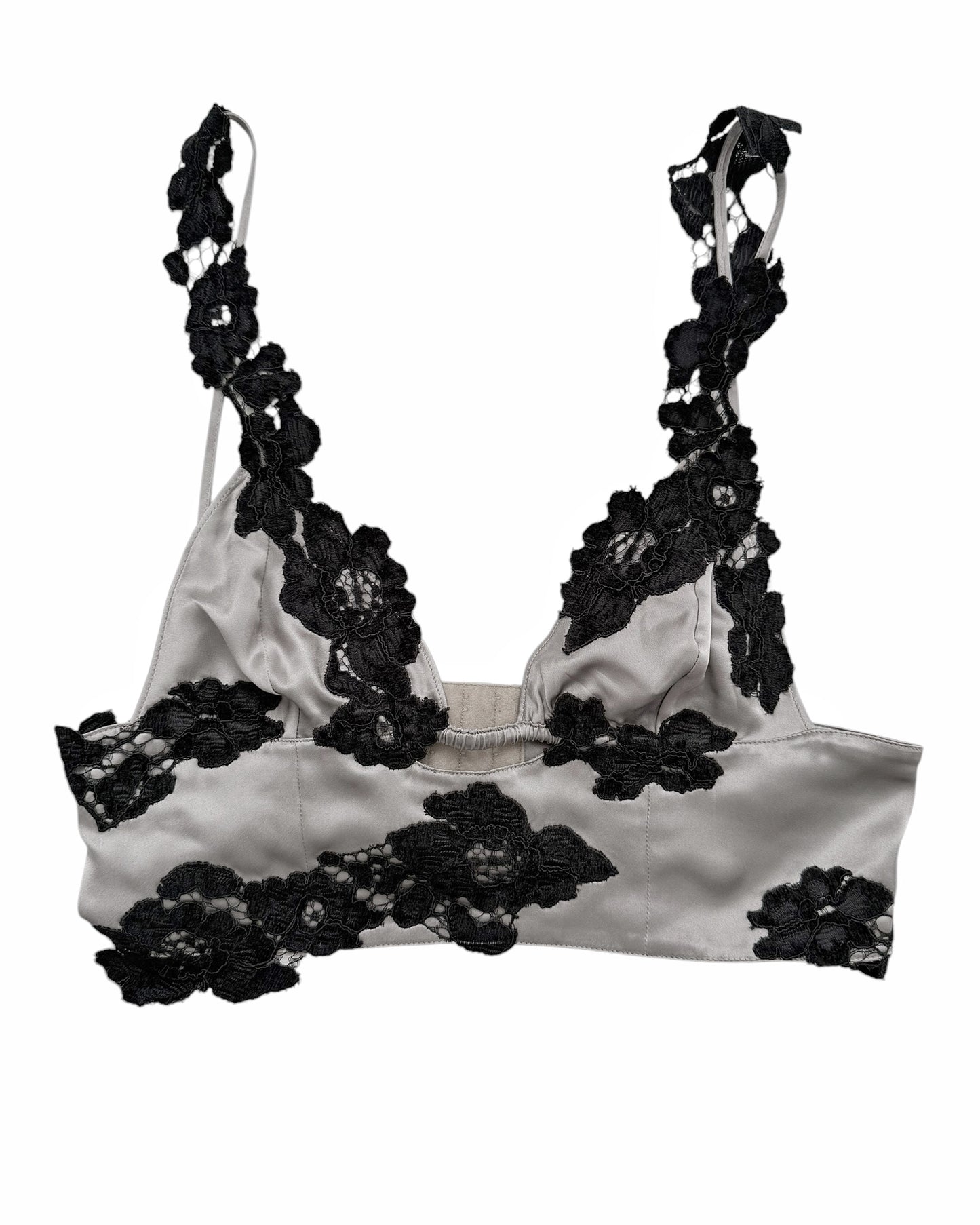 Lace Trim Satin Bralette