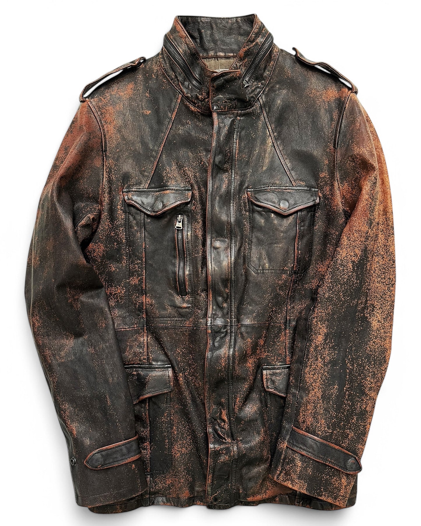 Yohji x Backlash “Rust” Speckled Spray Goat Leather Ballistic Jacket