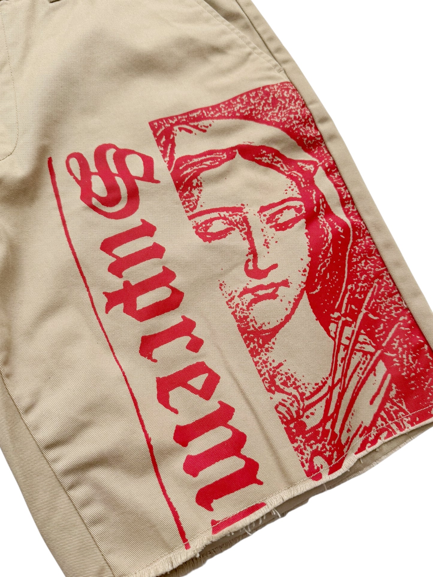 Virgin Mary Printed Crop Khaki Shorts