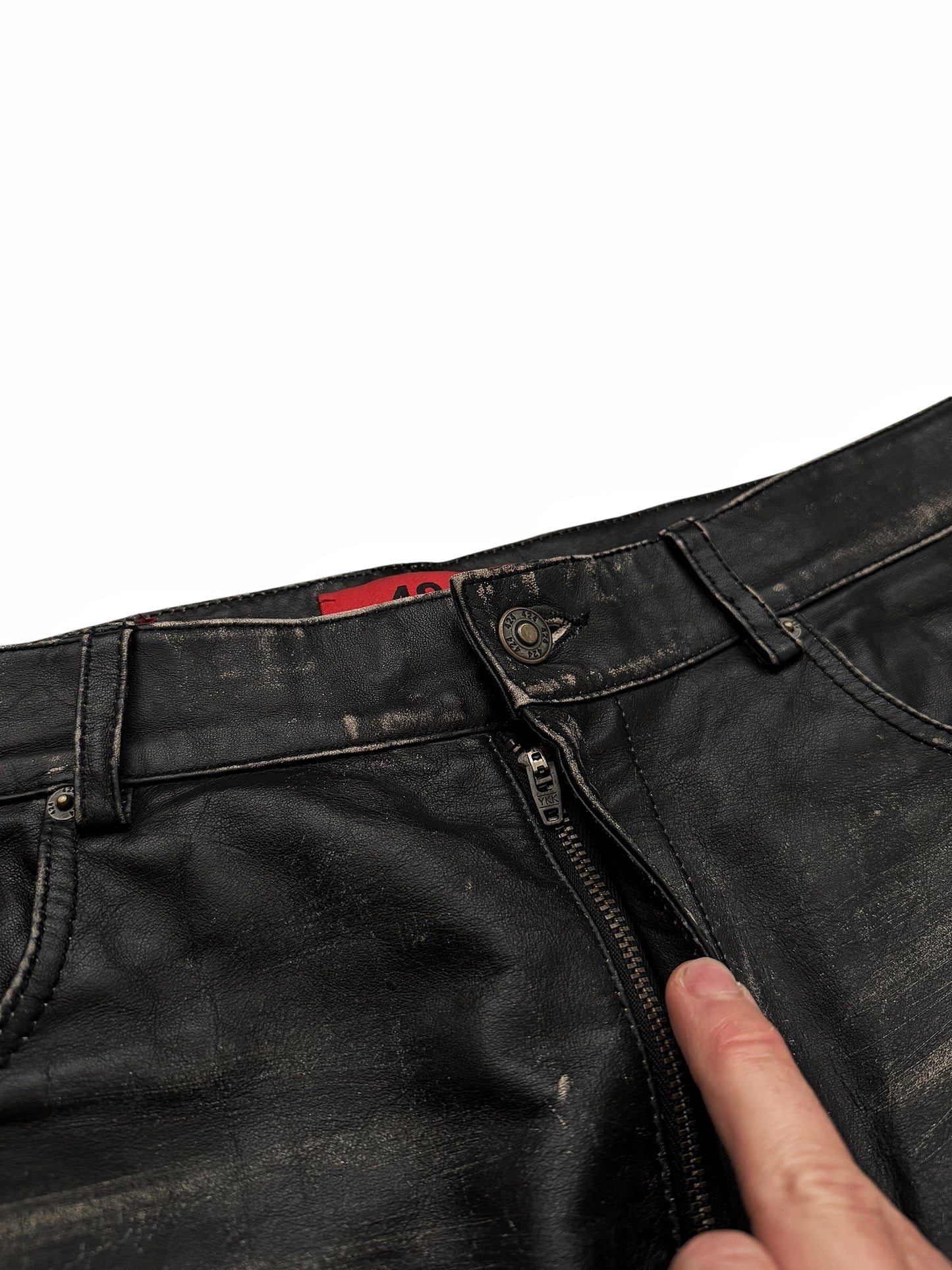 5 Pocket Rub Off Leather “Denim” Pants