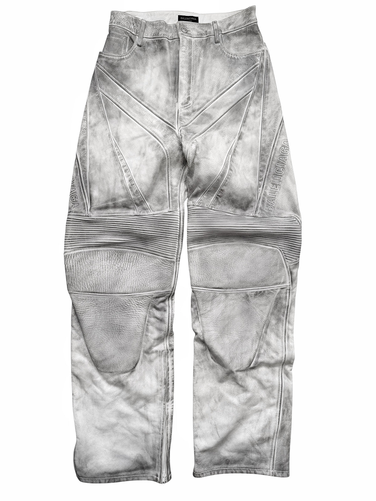 Mud Show White Leather Biker Pants