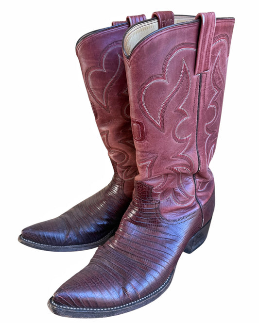 Custom Morado Texas Reptile Leather Cowboy Boots