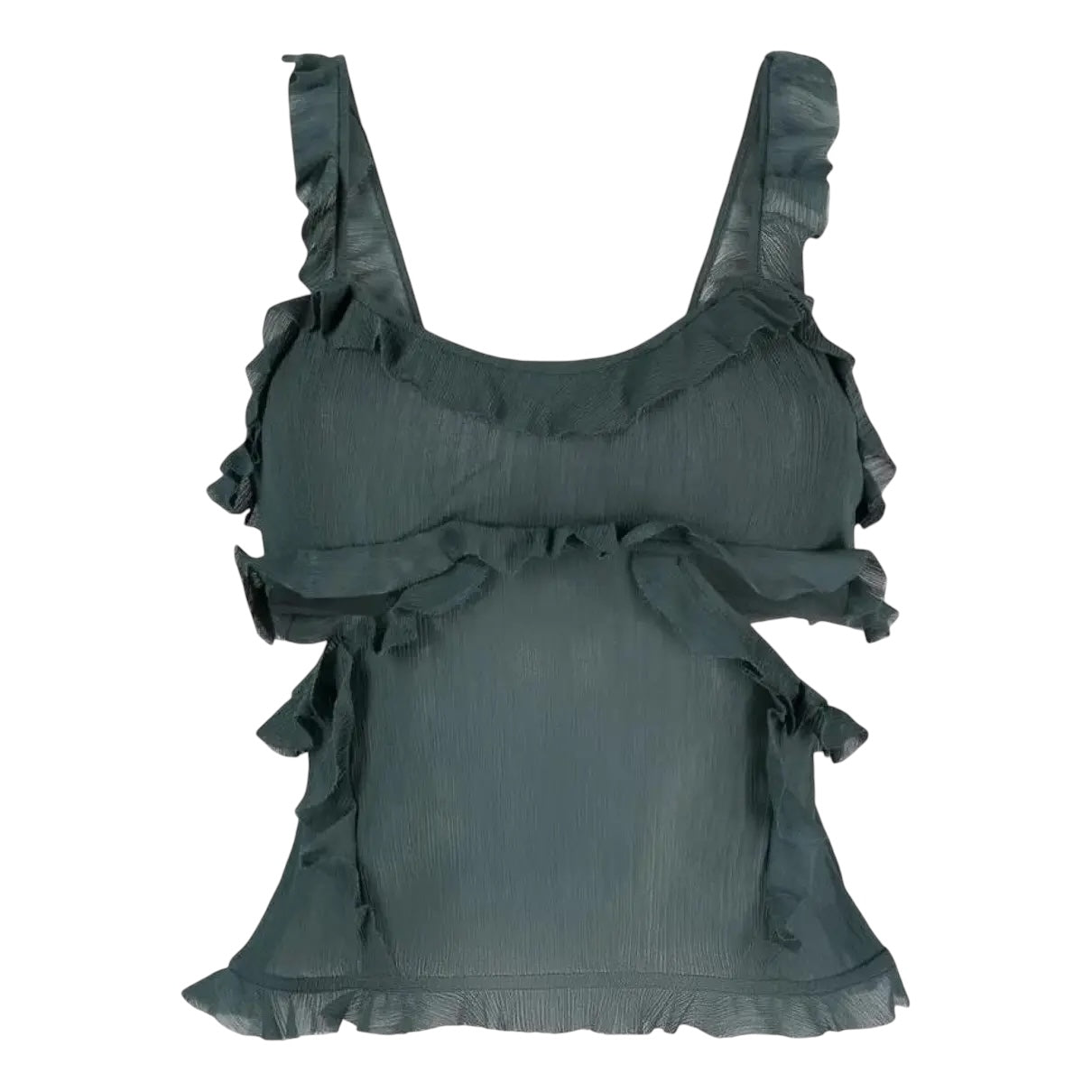 Green Ruffled Camisole Tank Top