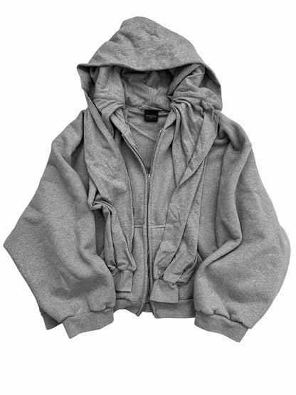 Grey Incognito Layer HEAVY Zip Hoodie