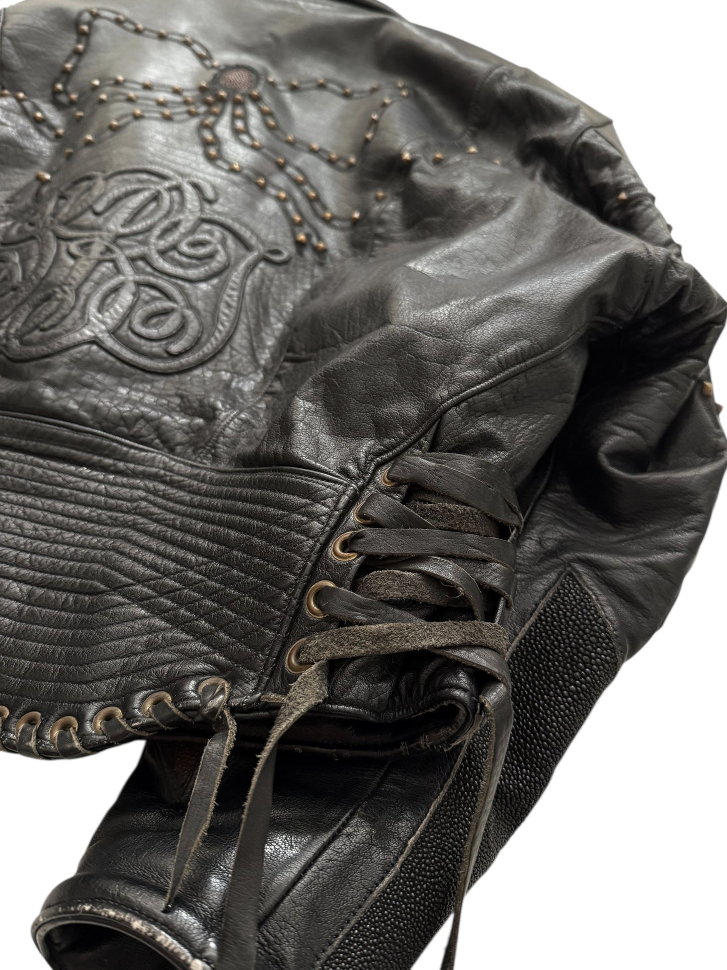 1980’s Custom Order Brass & Stingray Armored Leather Jacket