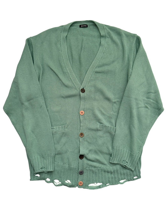 Distressed Faded Green Cardigan