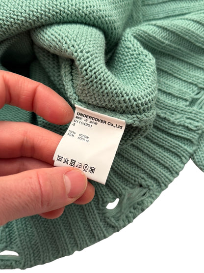 Distressed Faded Green Cardigan