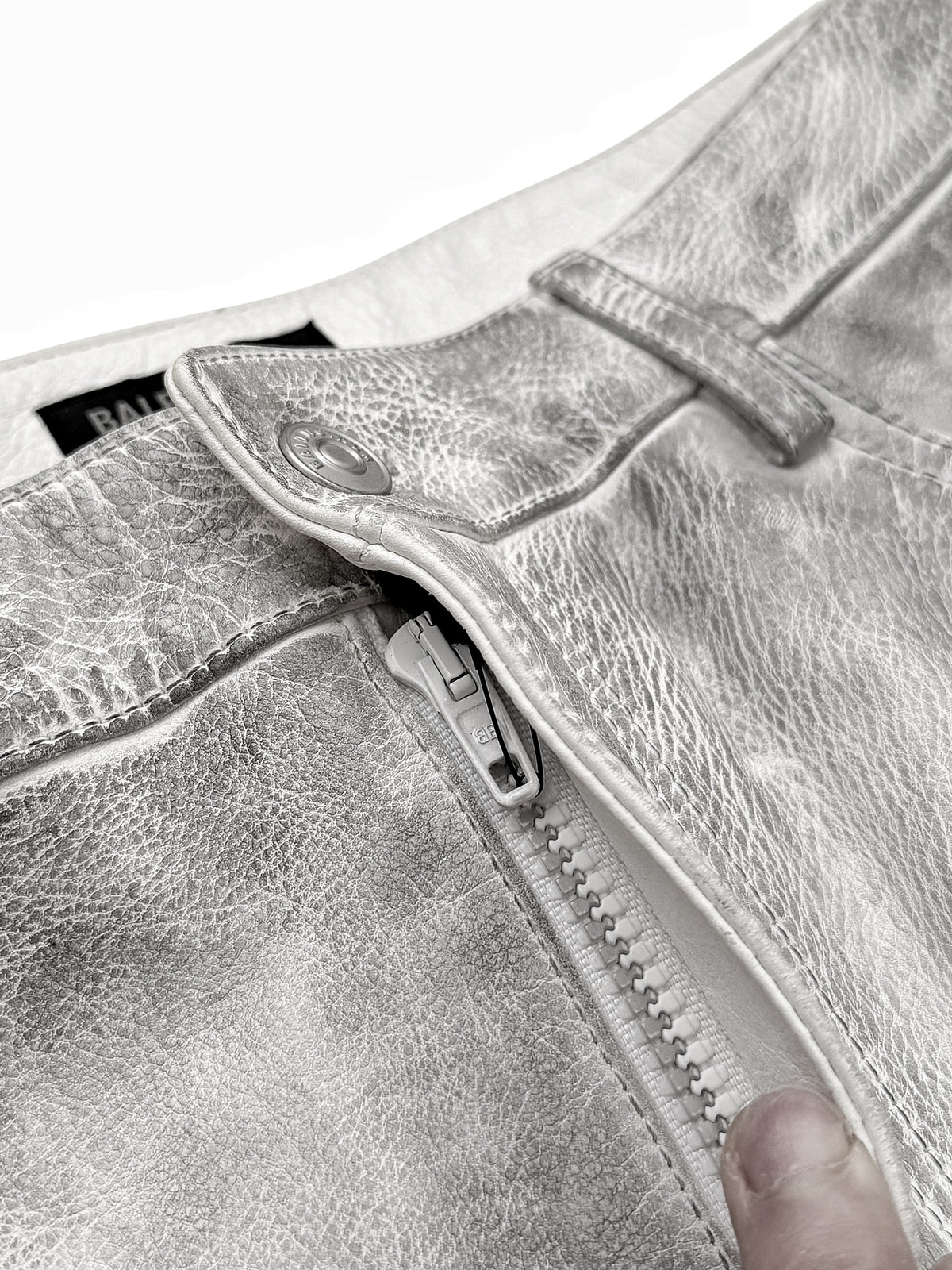 Mud Show White Leather Biker Pants
