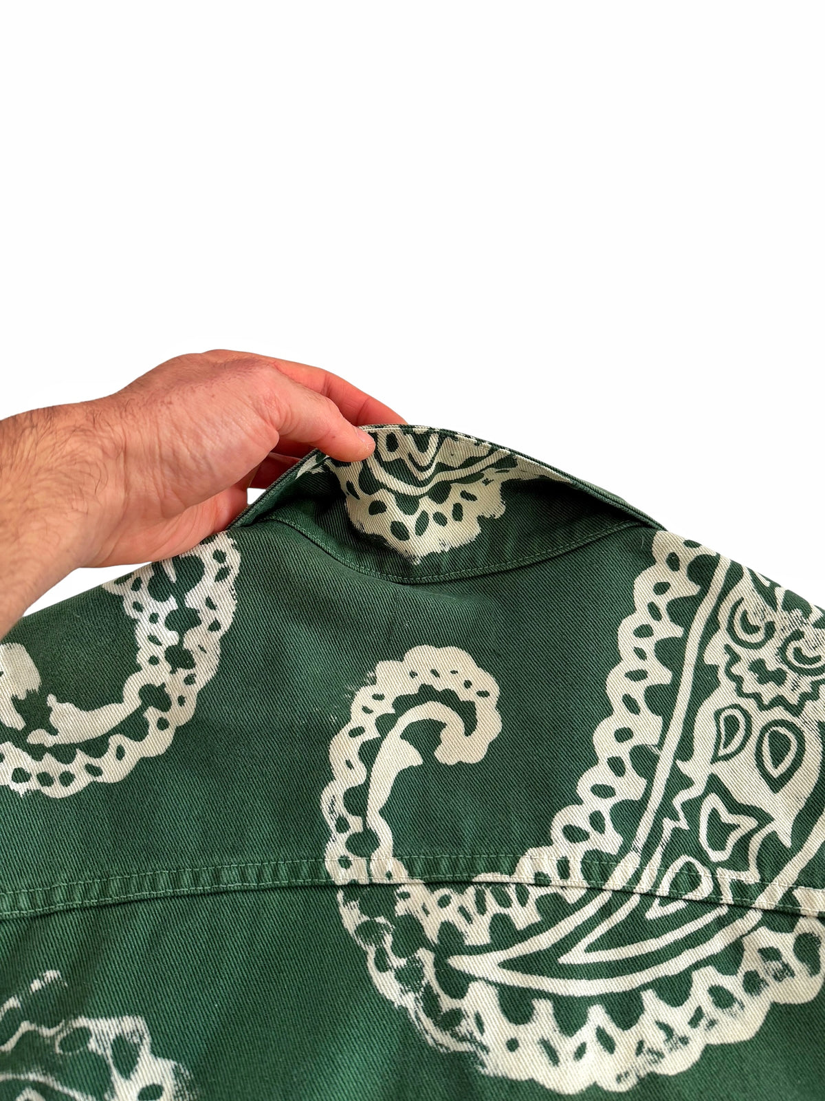2017 Green Paisley Bleached Green Trucker Jacket