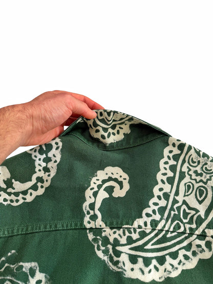 2017 Green Paisley Bleached Green Trucker Jacket