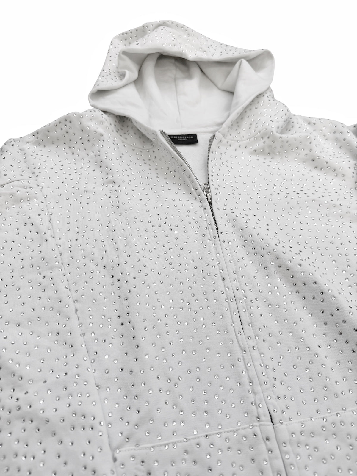 Strass Swarovski Crystal Zip White Hoodie