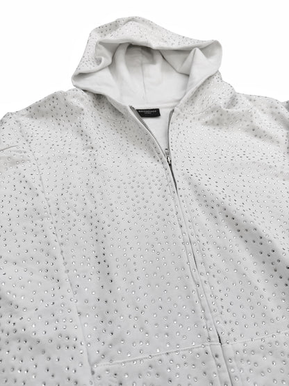 Strass Swarovski Crystal Zip White Hoodie