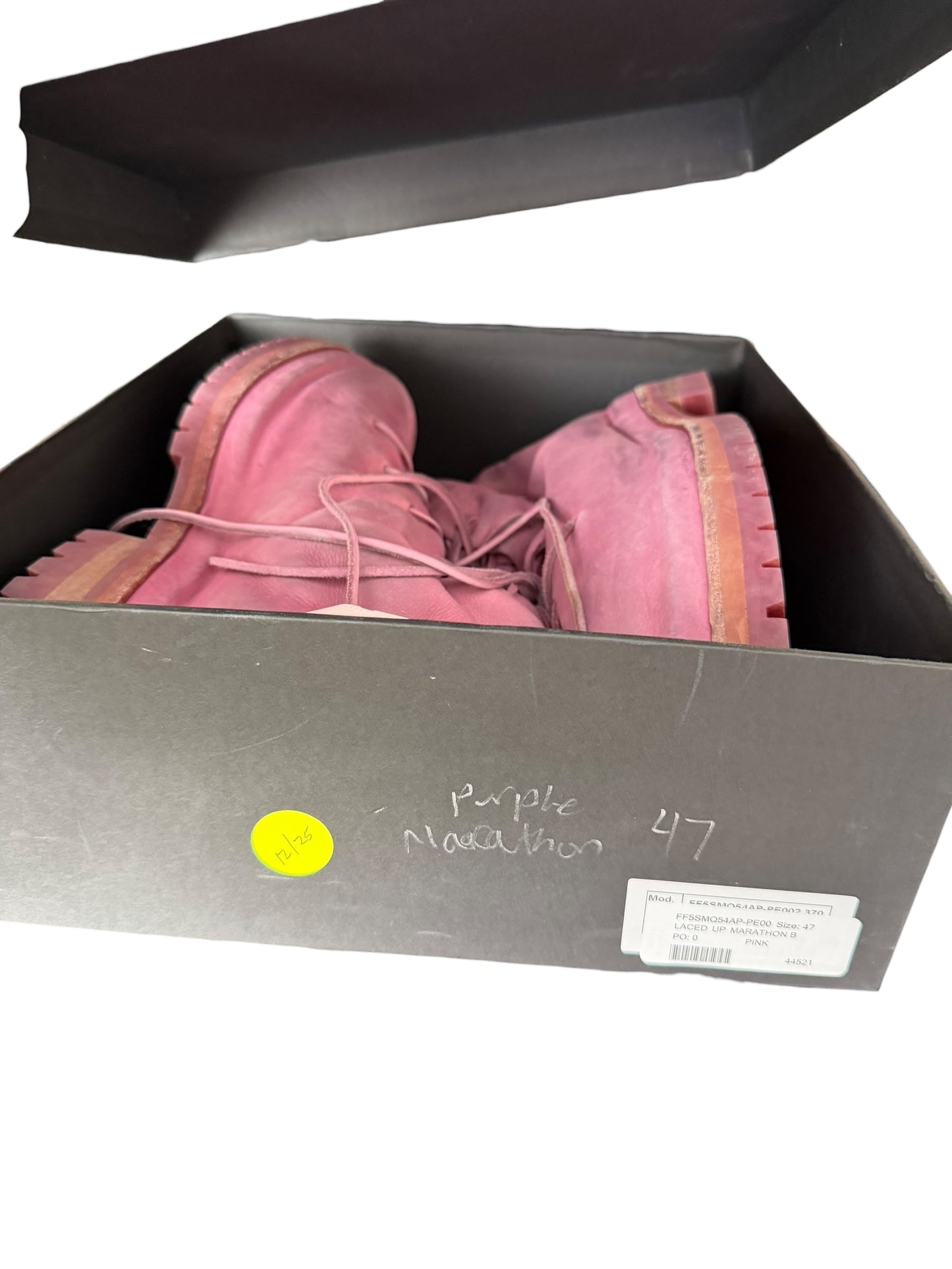 Overdyed Pink Leather Lace Up Marathon Boot