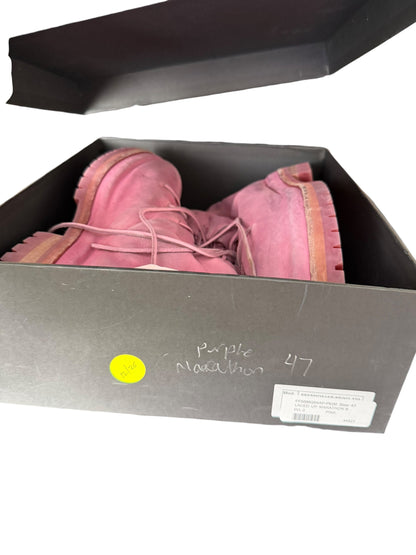 Overdyed Pink Leather Lace Up Marathon Boot