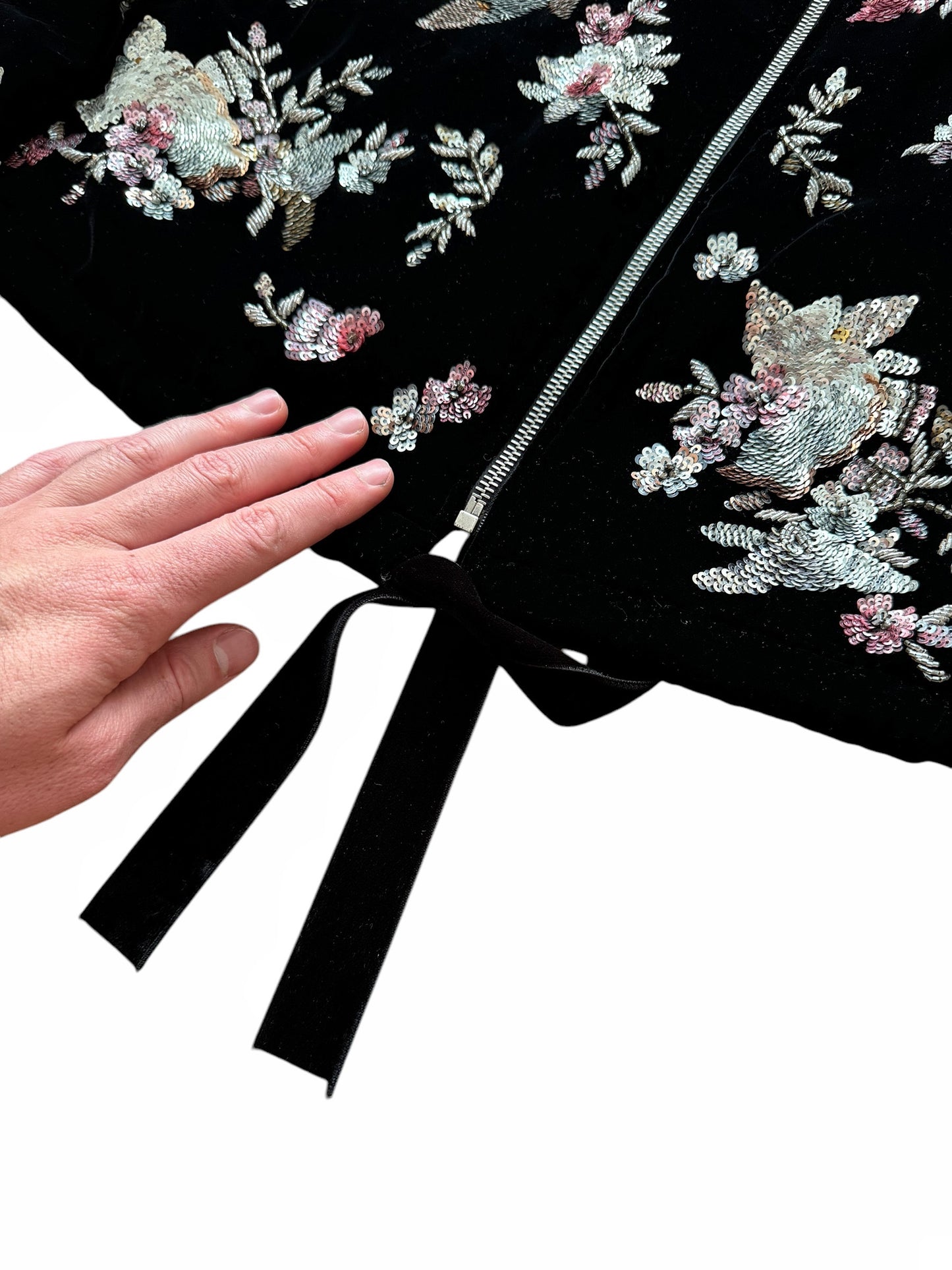 2019 Runway Velvet Sequin Teddy Bomber Jacket