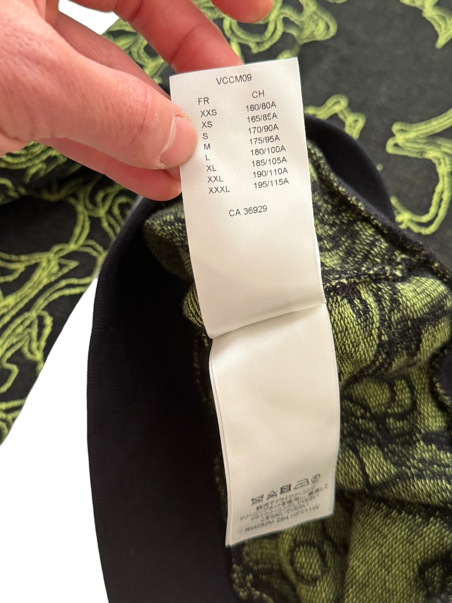 Virgil Wavy Logo Green Intarsia Knit Sweater