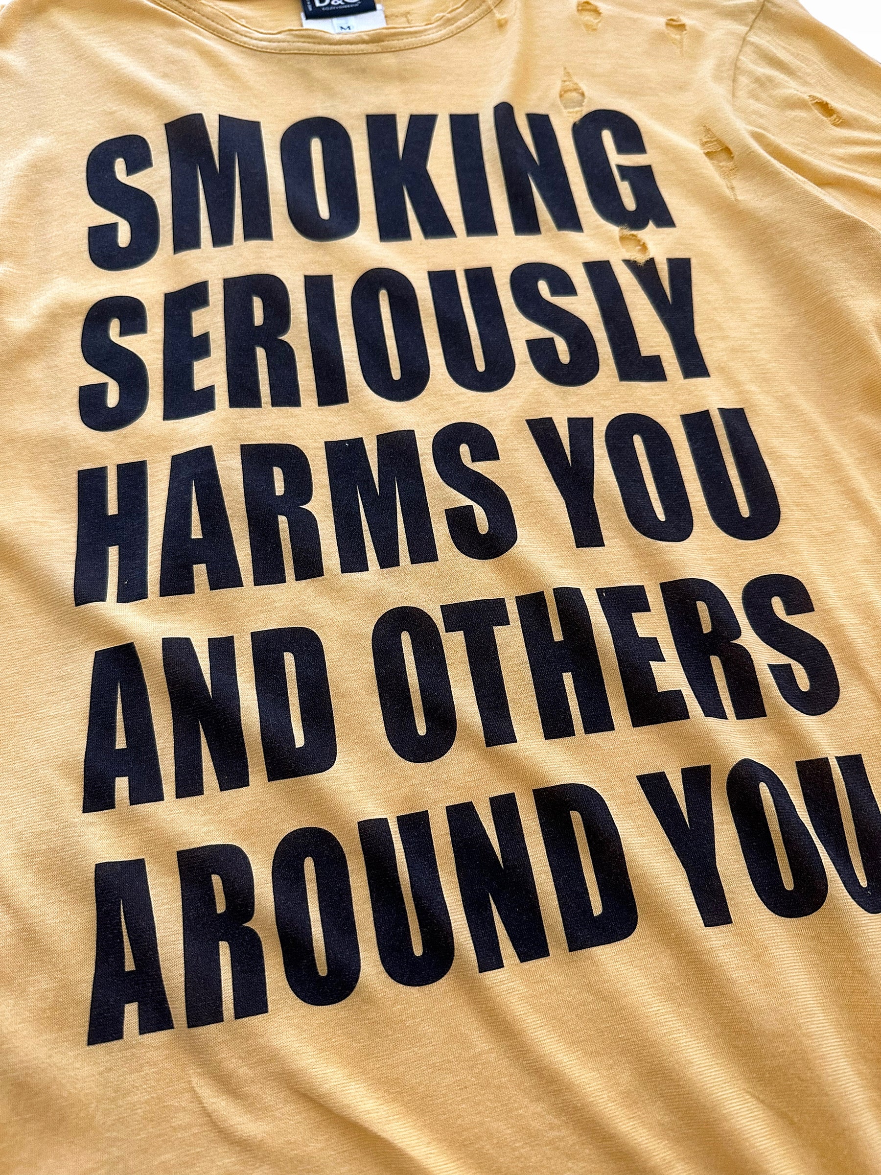 トップス D&G smoking harms T-shirt Smoking Harms You Distressed Muscle Shirt – Archive Reloaded