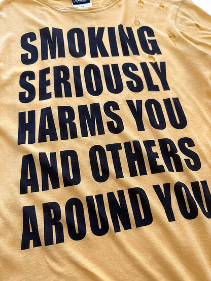Smoking Harms You Distressed Muscle Shirt