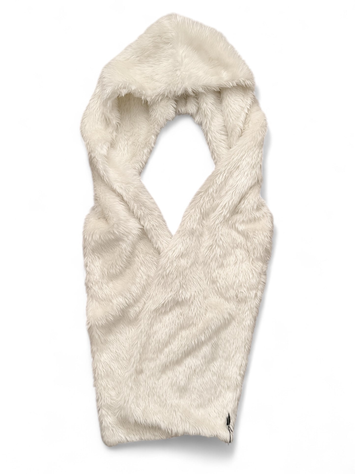 Cream Faux Fur Hooded Pocket Scarf