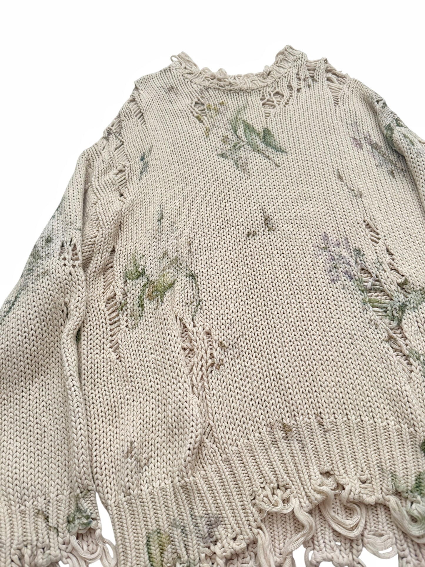 Floral Distressed Oversized Sweater