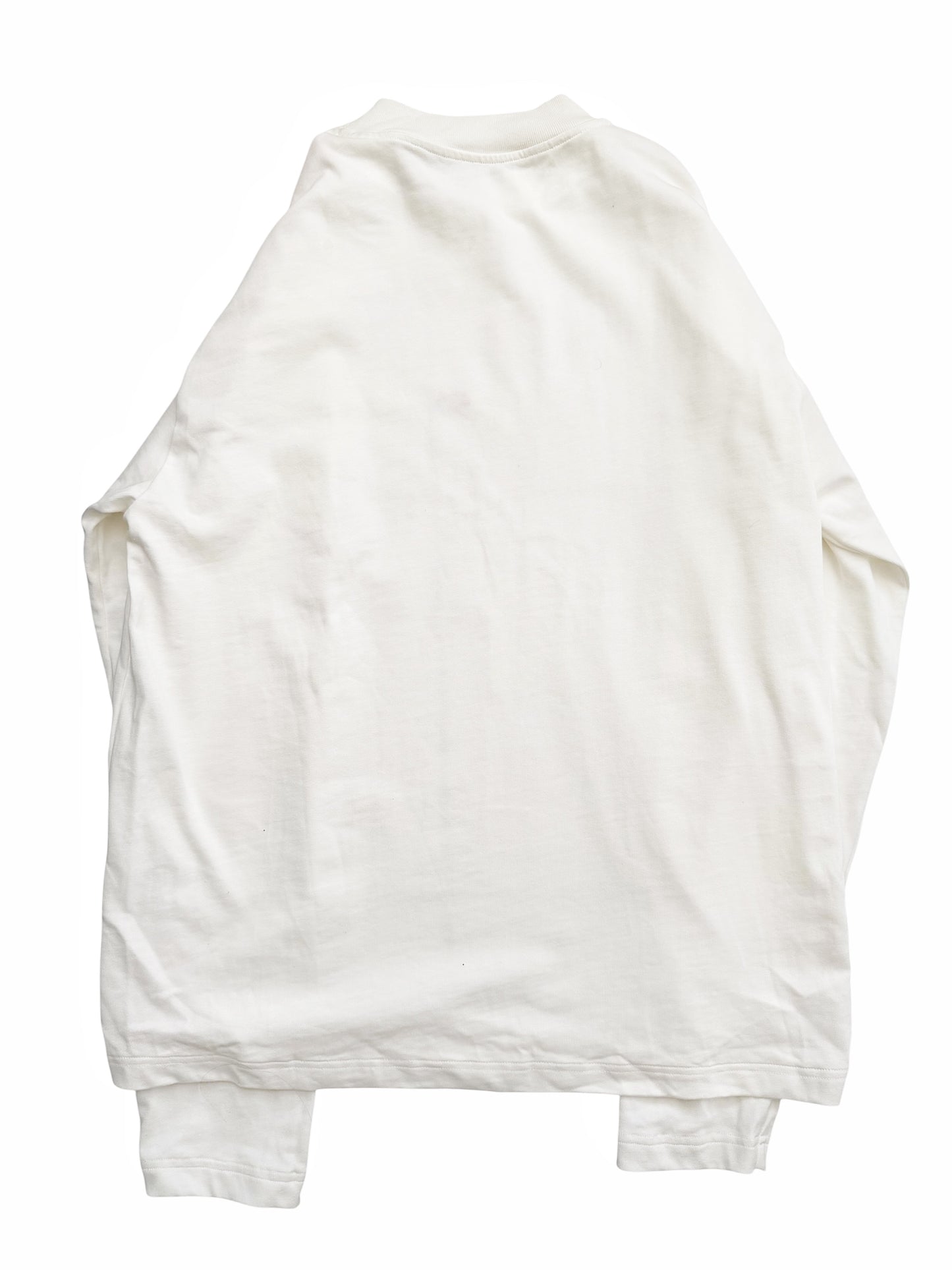 Center Embroidered Logo Long Sleeve White