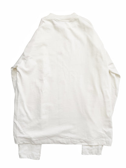 Center Embroidered Logo Long Sleeve White