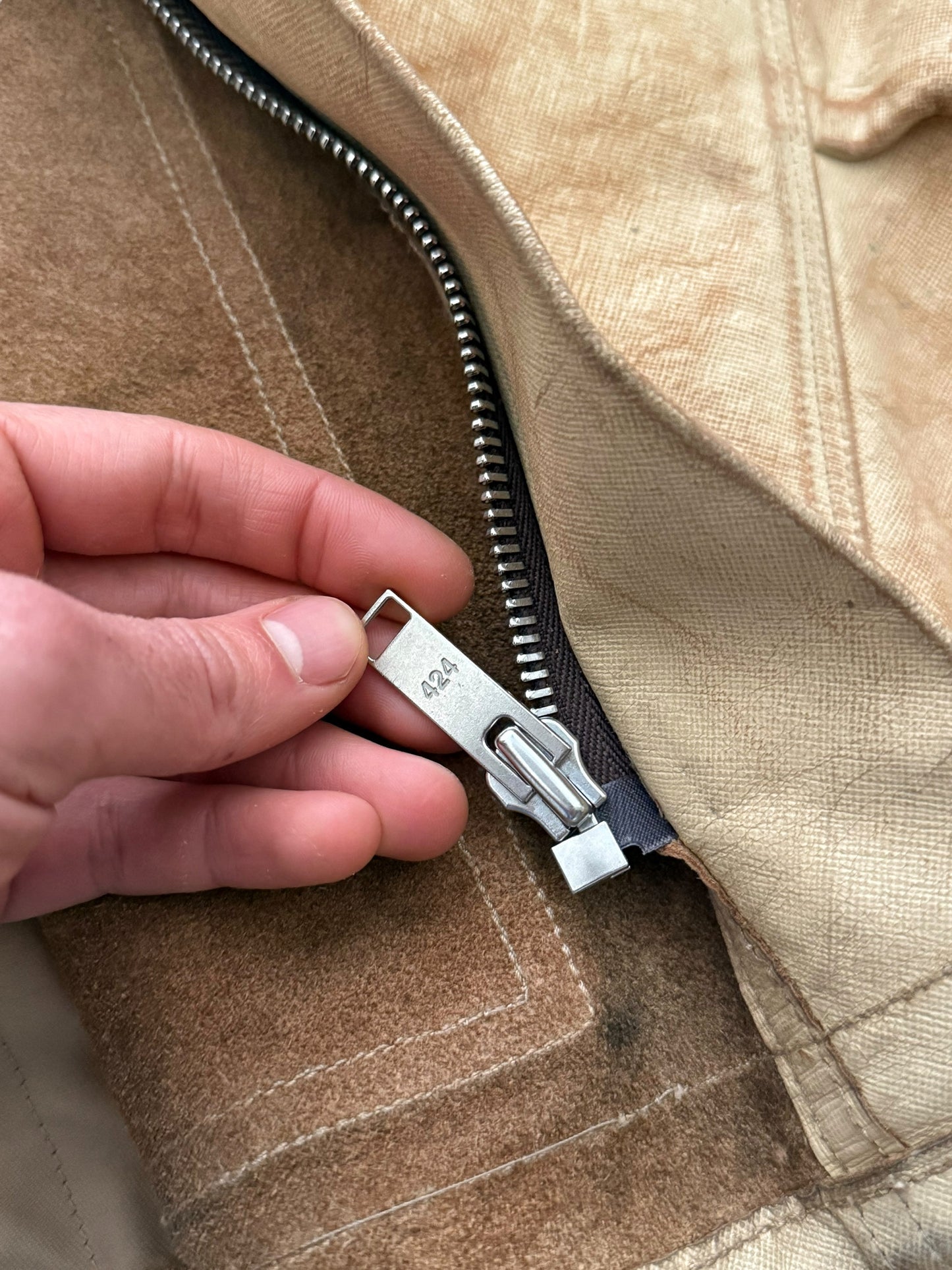 Distressed Leather “Carhartt” Work Jacket W Vest