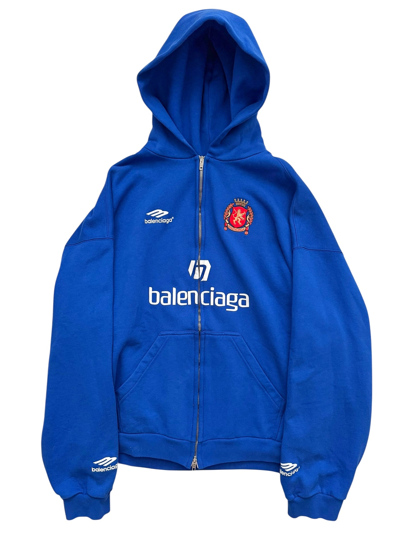 Soccer Crest Football Logo Hoodie Blue