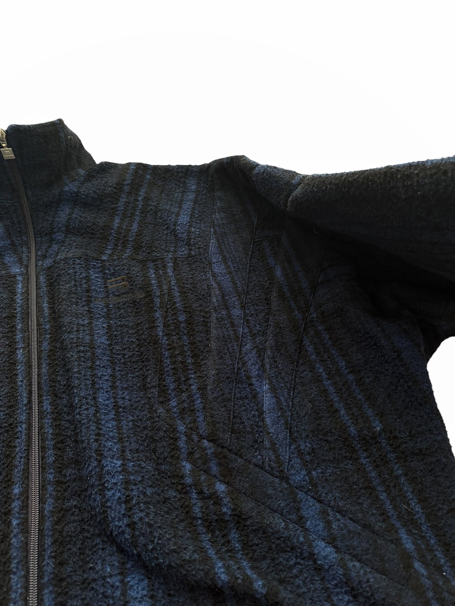 Wool Fleece Plaid Track Jacket