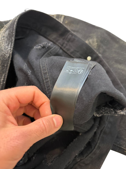 Mud Show Distressed Shredded Denim Trucker Jacket