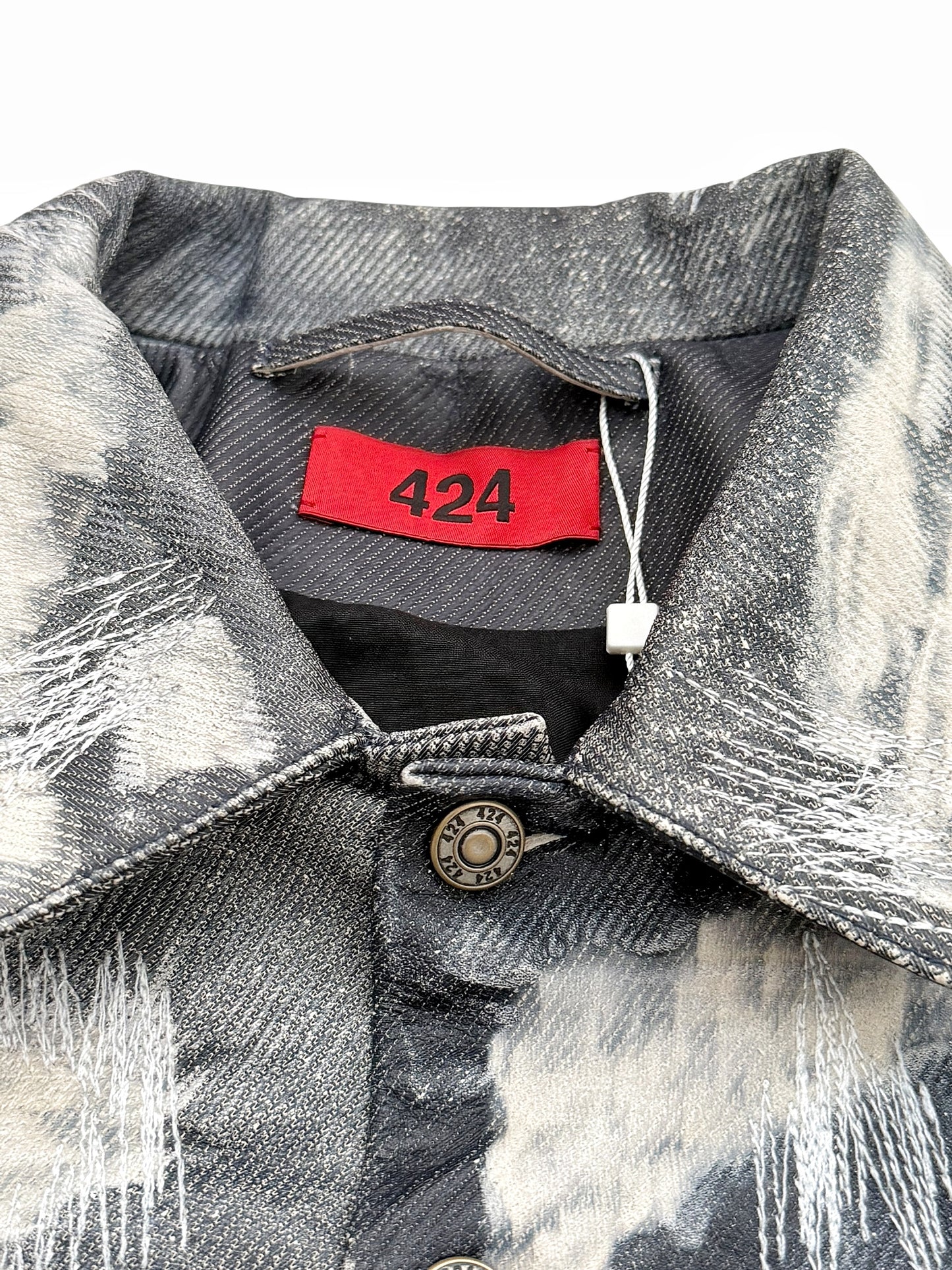 Distressed Leather (Denim Effect) Trucker Jacket