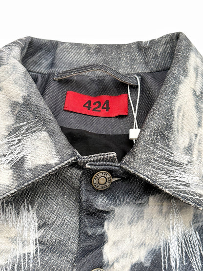 Distressed Leather (Denim Effect) Trucker Jacket