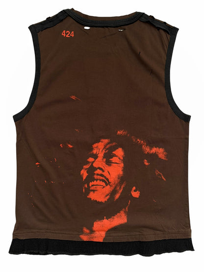 Bob Marley Distressed Layered Thermal Tank Tee