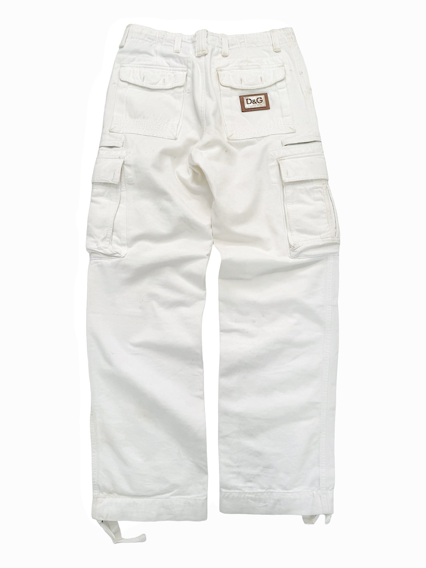 2000’s Distressed Heavy 3D Cargo Pocket Pants (White)